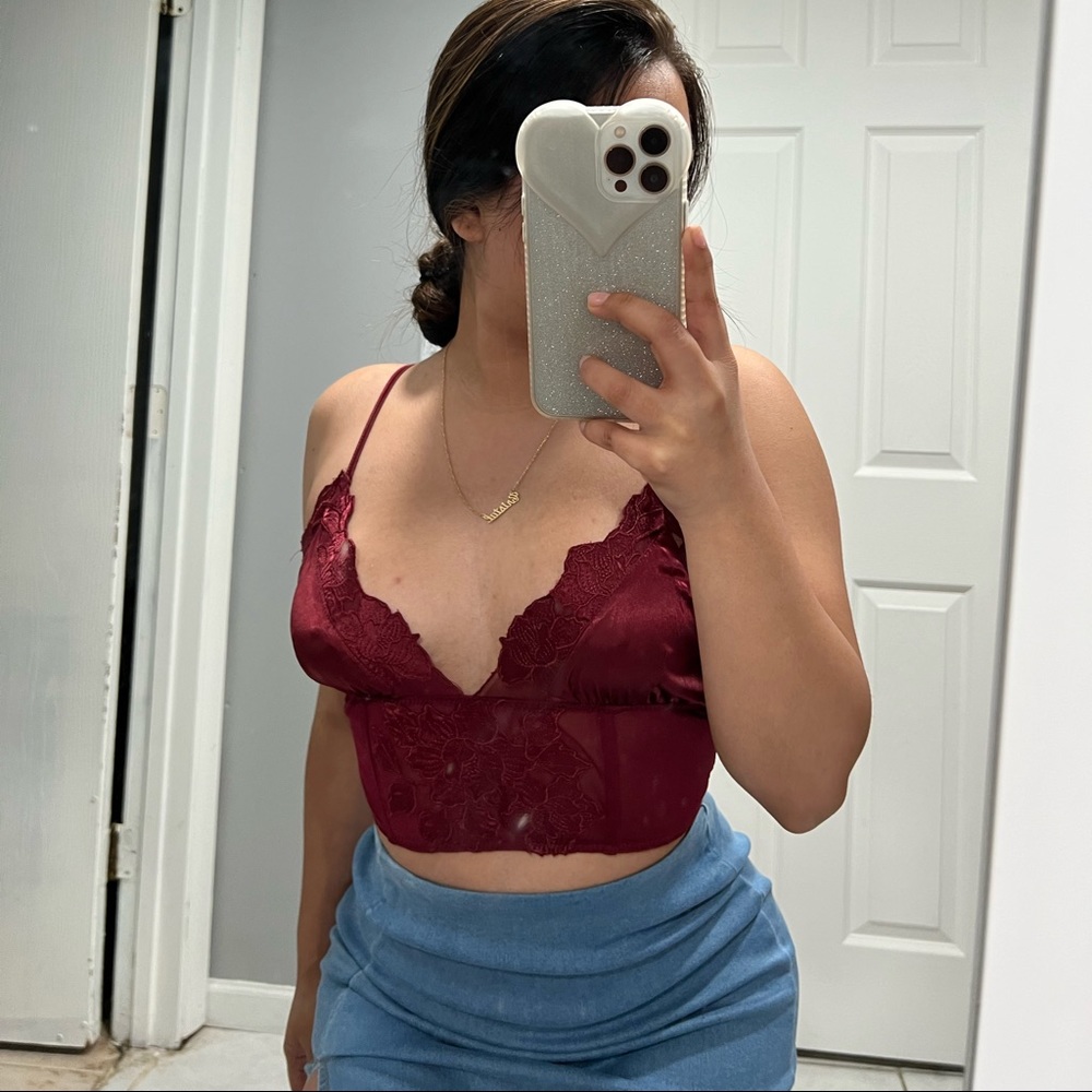 Dark Red see through tank top